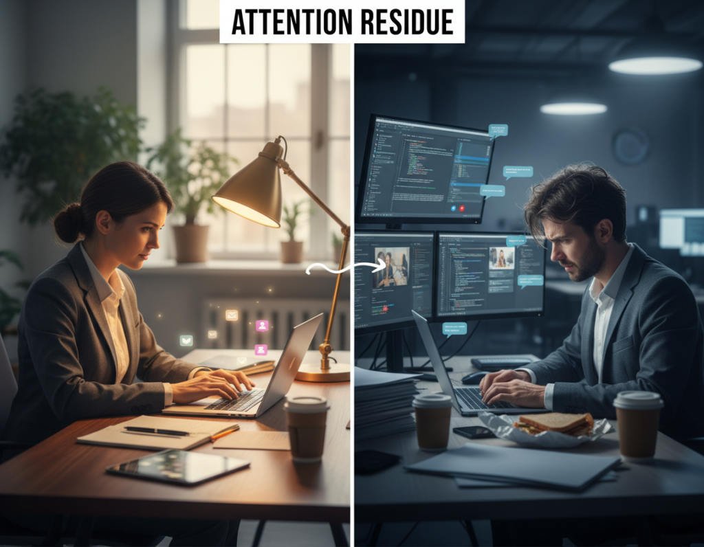 Attention Residue Between Tasks and How Frequent Context Switching Quietly Reduces Output Quality Over Time